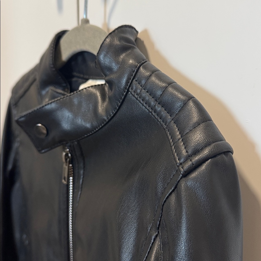 Kids Black Leather Jacket 3T